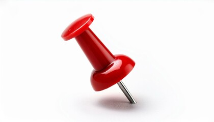 Red push pin on isolated white background