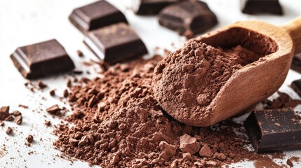 Pile cocoa powder isolated on white background . AI