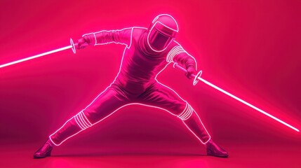 Futuristic neon duel action-packed lightsaber combat in a vibrant urban setting
