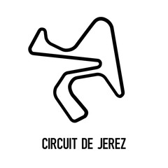 Circuit de Jerez Vector. Circuit Race Track Illustration with Editable Stroke. Stock Vector.