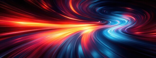 Fototapeta premium Futuristic Abstract Art Dynamic Light Trails Vibrant Colors Digital Painting High Contrast Sharp Diagonal Composition