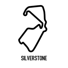 Silverstone Vector. Circuit Race Track Illustration with Editable Stroke. Stock Vector.