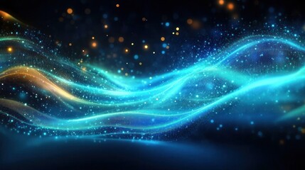 Fototapeta premium Abstract Futuristic Background with Glowing Neon Light Trails in Blue Green and Pink Dynamic Energy Tunnel