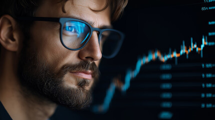Obraz premium focused businessman analyzing financial data on screen