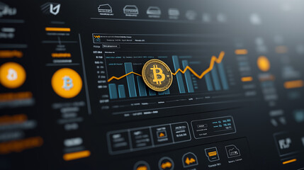 Cryptocurrency trading interface with Bitcoin chart and data analysis