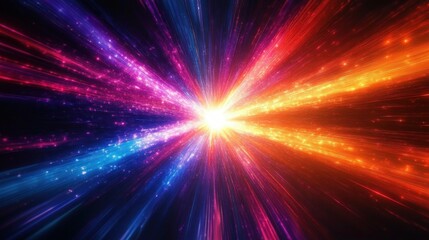 Naklejka premium Colorful Energy Rays Flowing Background Digital Art Vibrant Light Burst
