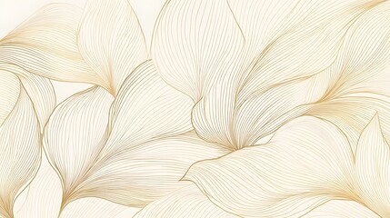 Abstract Gold Line Art Floral Design Background