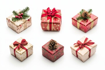 Obraz premium Set of Christmas gift isolated in white background