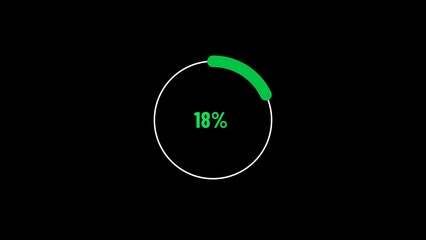 18 percent number circle loading icon pie chart background illustration.