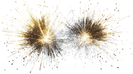 Golden fireworks transparent background