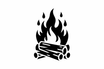 Fire icon silhouette flat design