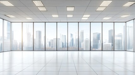 Modern Empty Office Space with Panoramic City View