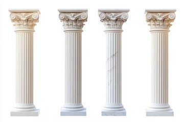 Set of Column set with a blend of greek and Roman styles isolated in white background