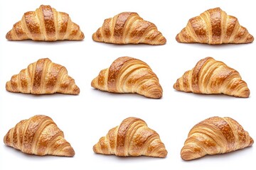 Set of Croissant bread isolated in white background