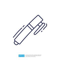 A simple line drawing of a marker, illustrating its elongated shape and cap, suggesting its use for writing or drawing.