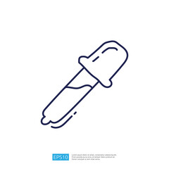 A simple line drawing of a dropper filled with liquid, commonly used in scientific and medical contexts for precise measurement and dispensing.