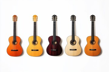 Set of acoustic guitar isolated in white background