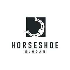 black silhouette vintage concept retro horseshoe logo design western cowboy farm ranch simple template illustration
