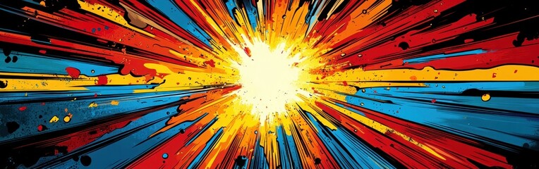 Colorful Comic Book Style Background Illustration with Dynamic Patterns and Bold Colors