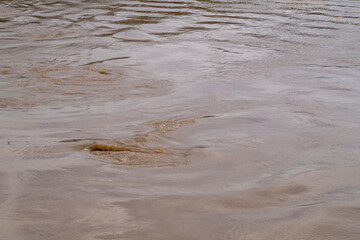 This captivating image captures the mesmerizing swirl of a muddy brown river. The swirling patterns and textures created by the flowing water offer a unique perspective on the power and dynamism of na