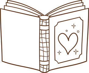 Doodle outline valentine books Cozy bookish illustration