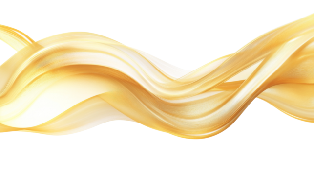Soft wave of swirling golden smoke transparent background