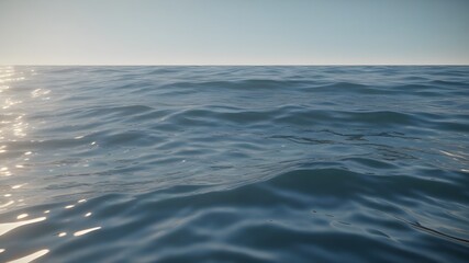Fototapeta premium Tranquil Ocean View with Sunlight Illuminating Calm Waves and Vibrant Blue Sea 