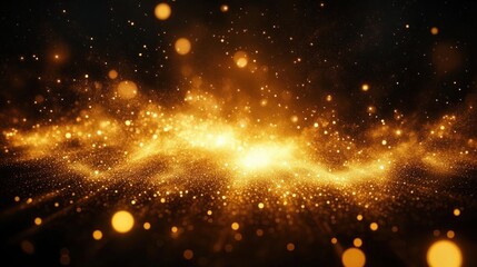 Obraz premium Golden Light Glitter Background Sparkling Luxury Abstract Celebration Magic Cosmos