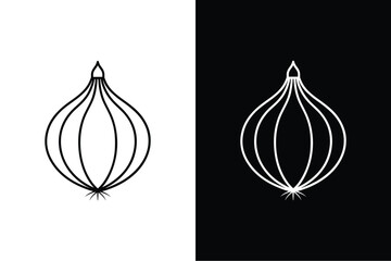 Minimalist Onion Icon. Vector Illustration with Editable Stroke