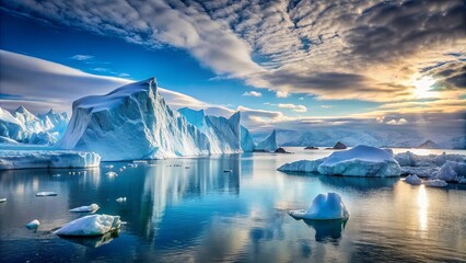 Serene Arctic Icebergs at Sunset A Stunning Glacial Landscape