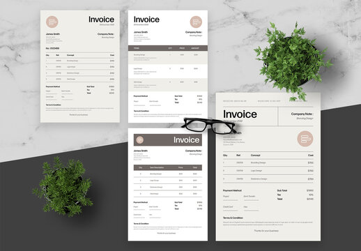 Brown And Beige Invoice