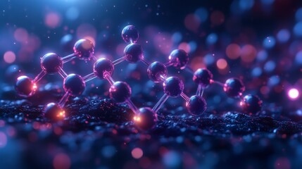 Detailed depiction of a chemical formula featuring vibrantly colored molecular structures