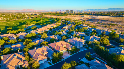 Aerial of Suburban Las Vegas Neighborhood at Golden Hour © Nicholas J. Klein