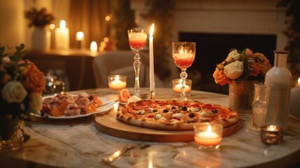 Romantic Dinner with Pizza and Wine