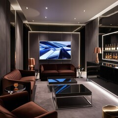 An elegant VIP TV lounge with plush velvet