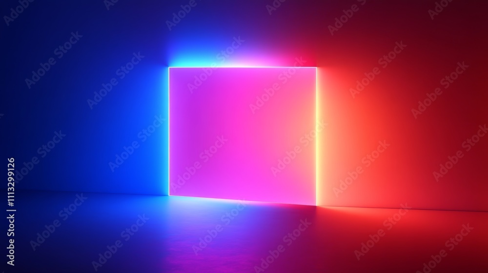 Aufkleber abstract neon square with gradient background and glowing effect