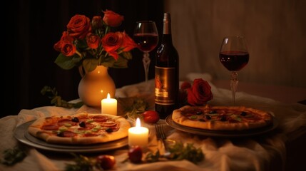 Romantic Dinner with Pizza and Wine