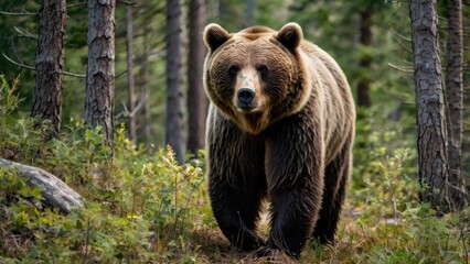 Fototapeta premium brown bear in the forest