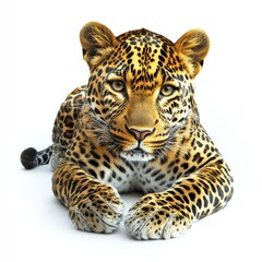 Obraz premium A realistic illustration of a leopard lying down, showcasing its distinctive fur pattern.