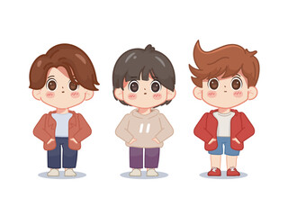 Cute cartoon young man character. illustration vector design.