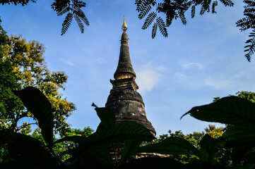 Old Pagoda , Architecture Lanna, Symbols of Buddhism at Umong Temple, Chiang Mai, Northern Thailand
