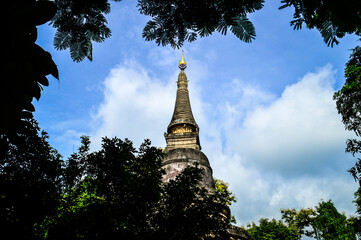 Old Pagoda , Architecture Lanna, Symbols of Buddhism at Umong Temple, Chiang Mai, Northern Thailand