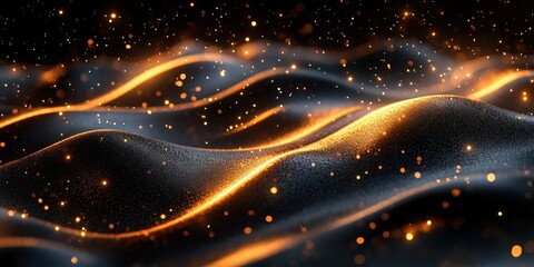 Luxurious Abstract Black Gold Waves Flowing Smooth Design Background for Web and Wallpaper Illustration
