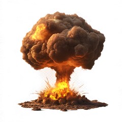 Powerful explosion with mushroom cloud and fiery blast, symbolizing destruction, energy, and impact