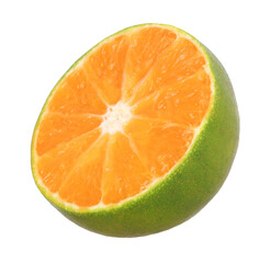 half Clementine or tangerine orange isolated, transparent PNG, PNG format, cut out