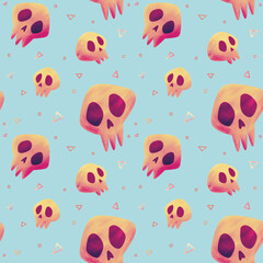 cool and cute skull seamless pattern
