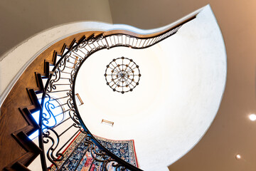 Spiral staircase reveals elegant design and charm in bright interior space