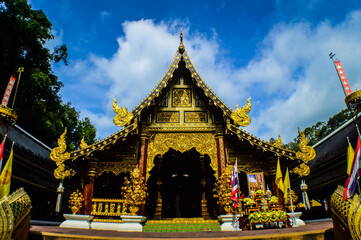 Chapel, Architecture Lanna, Symbols of Buddhism at Wat Ram Poeng (Tapotaram), Chiang Mai, Northern Thailand