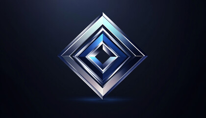 Obraz premium Modern logo with a gradient blue and silver abstract pentagon and lines. Clean, minimalist sans-serif typography