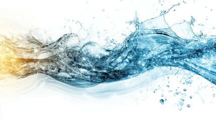 Dynamic and Captivating Splash of Water in Motion with Vibrant Blue and Yellow Hues